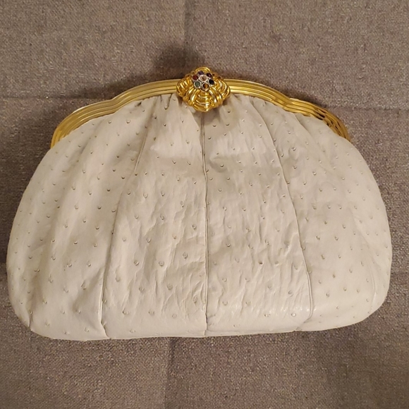 Judith Leiber Handbags - Judith Leiber Ostrich Leather Frame Bag